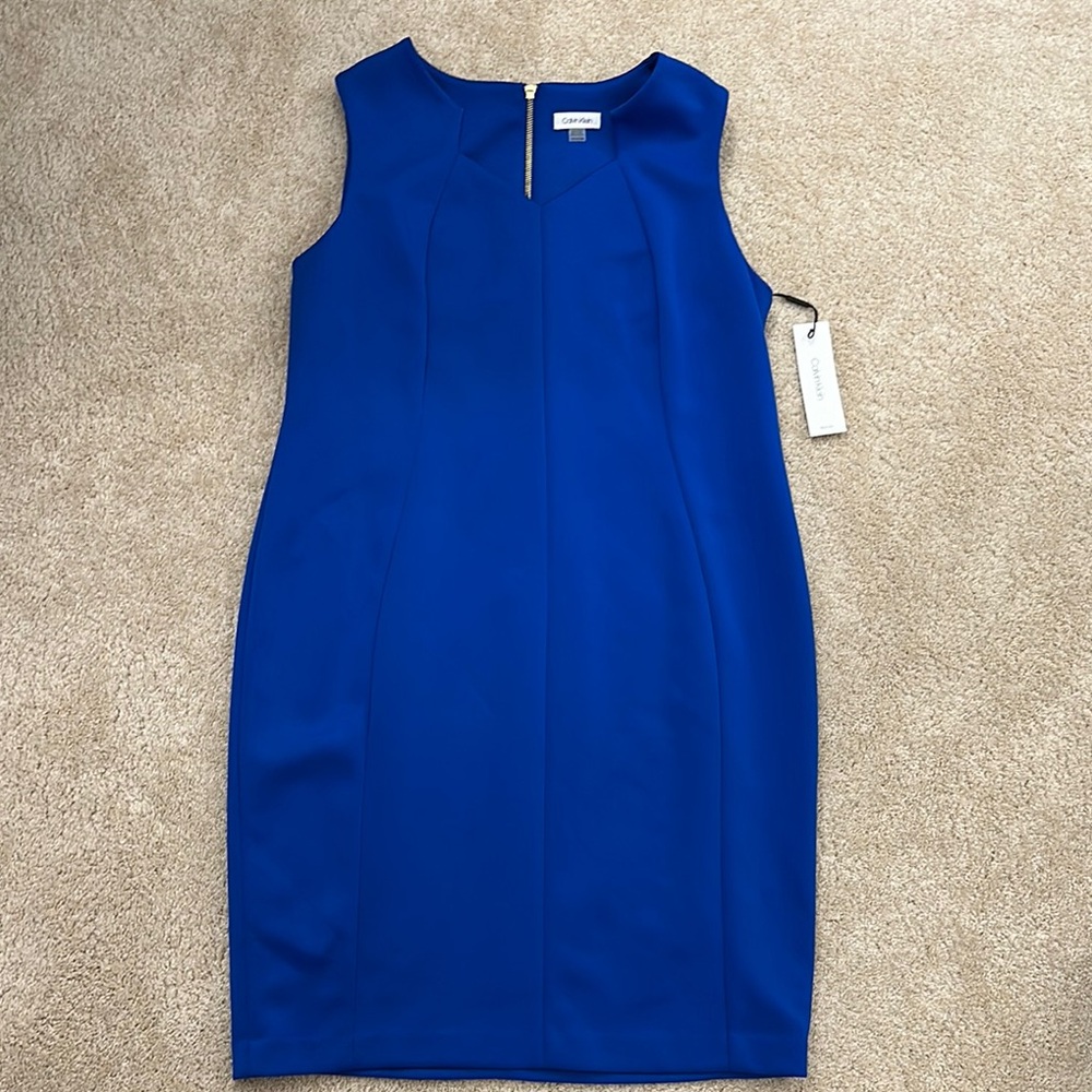 Calvin Klein Blue Sleeveless Midi Dress NWT